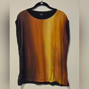 Saint + Sofia Gradient Short Sleeve Top in Brown Yellow Orange